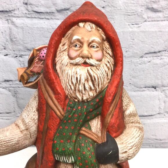 Norwegian Vintage Kimple Santa on Skis Ceramic Hand Painted Collectible Santa - Picture 2 of 16